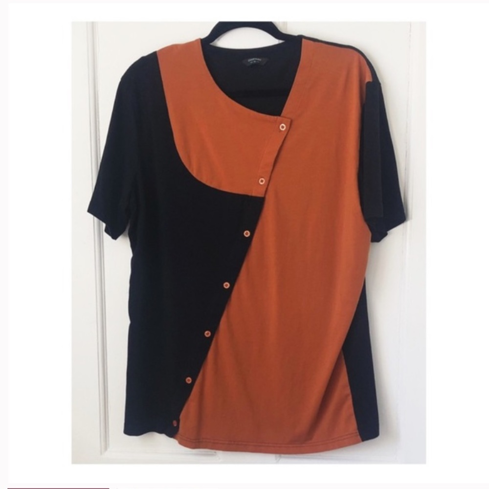 Vintage Asymmetrical Funky Bowling Button Shirt